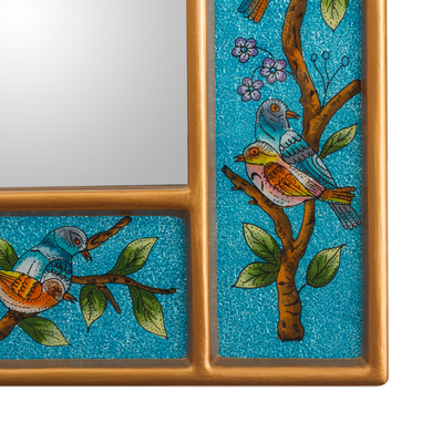 Wandspiegel aus rückseitig lackiertem Glas - Wandspiegel aus türkisfarbenem, hinterlackiertem Glas