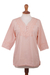 Cotton tunic, 'Sunset in Lima' - Pale Melon Orange Embroidered Cotton Tunic Top from Peru (image 2a) thumbail