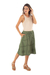 Cotton skirt, 'Andean Fields' - Embroidered Laurel Green Cotton Skirt from Peru (image 2d) thumbail