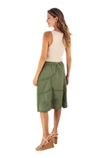Cotton skirt, 'Andean Fields' - Embroidered Laurel Green Cotton Skirt from Peru