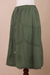 Cotton skirt, 'Andean Fields' - Embroidered Laurel Green Cotton Skirt from Peru