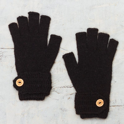 handschuhe aus 100 % Alpaka - Schwarze Handschuhe aus 100 % Alpaka aus Peru