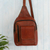 Leather shoulder bag, 'Adventures in Cusco' - Burnt Sienna Leather Shoulder Bag