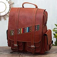 Leather backpack, 'Inca Explorer'