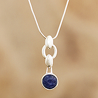Sodalite pendant necklace, 'Minimalist Blue' - Peruvian Sodalite and Sterling Silver Pendant Necklace