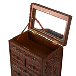 Leather and wood jewelry chest, 'Colonial Flowers' - Hand Crafted Leather Jewelry Chest