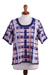 Cotton blend knit top, 'Melon Spring T-Shirt' - Hand Made Cotton Blend Plaid Oversized Top from Peru (image 2a) thumbail