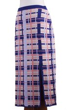 Cotton blend knit maxi skirt, 'Melon Spring' - Hand Made Cotton Blend Knit Plaid Maxi Skirt from Peru