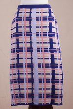 Cotton blend knit maxi skirt, 'Melon Spring' - Hand Made Cotton Blend Knit Plaid Maxi Skirt from Peru