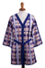 Cotton blend knit kimono, 'Melon Spring' - Hand Made Cotton Blend Plaid Knit Kimono Top from Peru