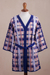 Cotton blend knit kimono, 'Melon Spring' - Hand Made Cotton Blend Plaid Knit Kimono Top from Peru (image 2d) thumbail
