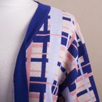 Cotton blend knit kimono, 'Melon Spring' - Hand Made Cotton Blend Plaid Knit Kimono Top from Peru
