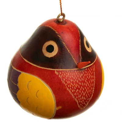 Dried mate gourd ornaments, 'Rainbow Songbirds' (set of 4) - Set of 4 Dried Gourd Bird Ornaments from Peru