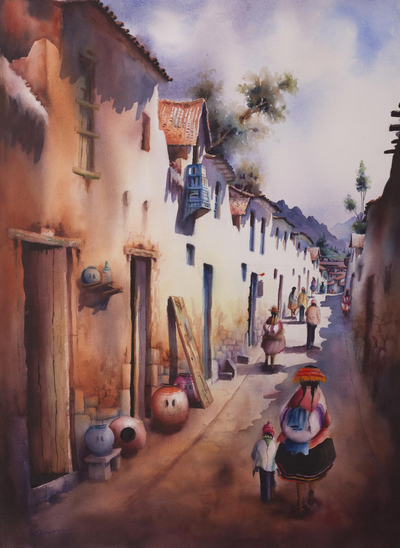 Original Signed Watercolor Painting of San Jeronimo in Cusco
