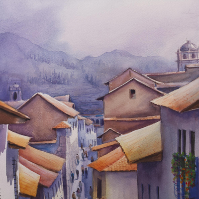 'San Blas' - Original Signed Watercolor Painting of San Blas in Cusco