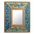Reverse-painted glass wall mirror, 'Birdsong in Blue and Green' - Floral Reverse-Painted Glass Wall Mirror (image 2a) thumbail