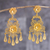 Gold-plated filigree chandelier earrings, 'Marinera Romance' - Filigree Earrings in 18k Gold Plated Bronze thumbail