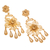 Gold-plated filigree chandelier earrings, 'Marinera Romance' - Filigree Earrings in 18k Gold Plated Bronze (image 2c) thumbail
