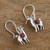 Jasper dangle earrings, 'Bright Andean Llama' - Peruvian Silver and Jasper Llama Dangle Earrings