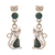 Chrysocolla dangle earrings, 'Andean Cat in Green' - Green Chrysocolla and Silver Cat Dangle Earrings