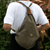 Leather-accented cotton shoulder bag, 'Style on the Go in Clay' - Cotton Backpack with Leather Trim