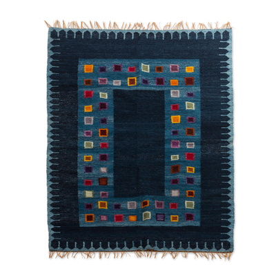 Wool rug, 'Wari Geometry' (2.5x4)