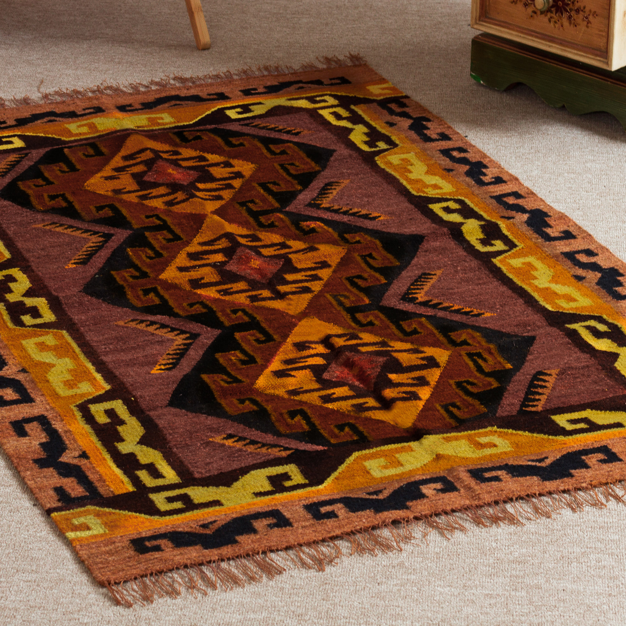 Wool rug, 'Wari Geometry' (2.5x4)