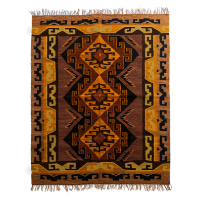 Wool rug, 'Wari Geometry' (2.5x4)