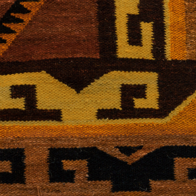 Wool rug, 'Wari Geometry' (2.5x4)