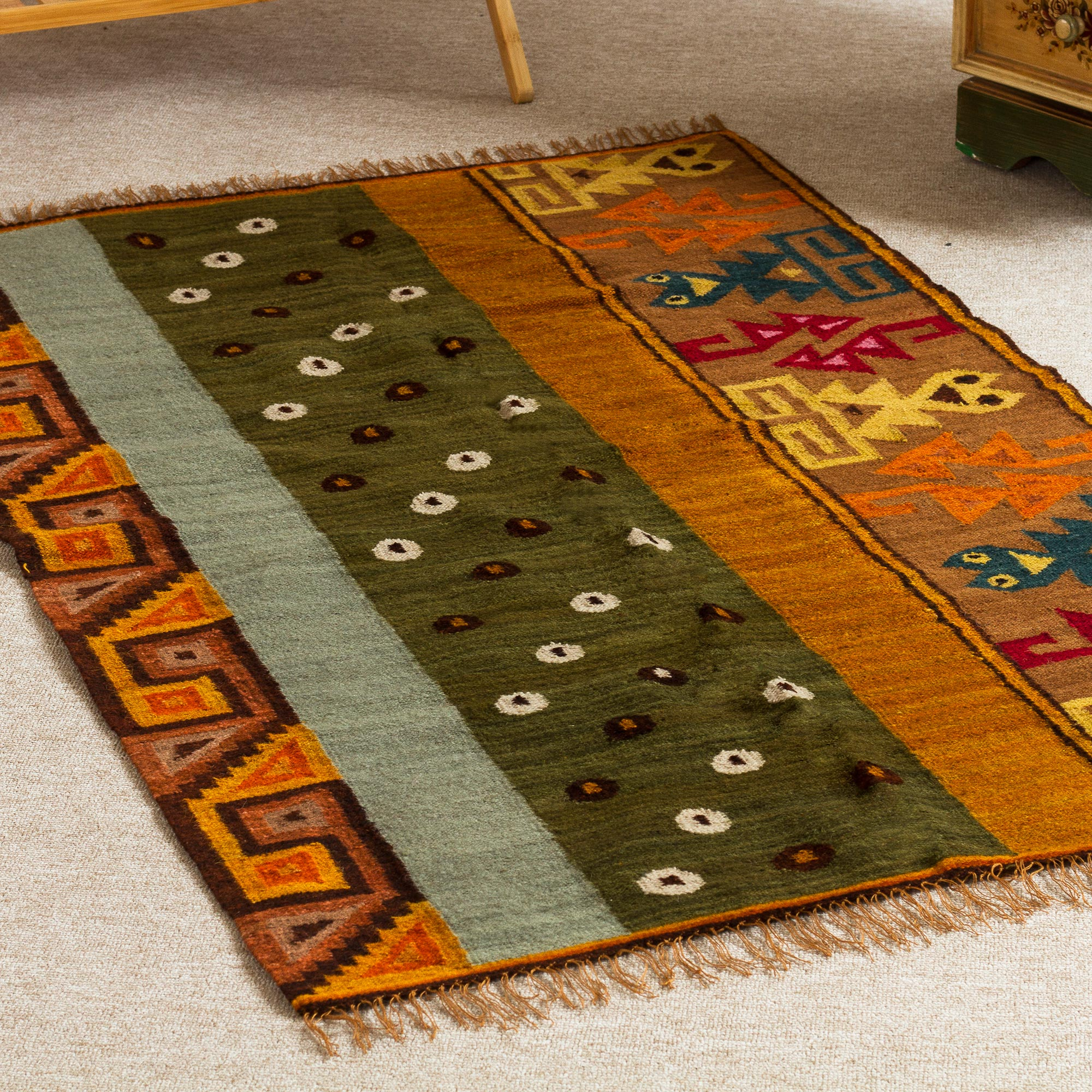 Wool rug, 'Wari Geometry' (2.5x4)