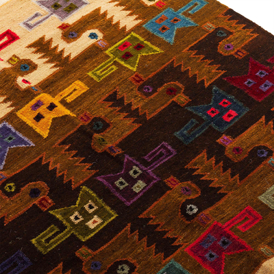 Wool rug, 'Wari Geometry' (2.5x4)