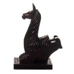 Wood phone stand, 'Prancing Llama' - Hand-carved Llama Wood Phone Holder From Peru