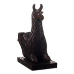 Wood phone stand, 'Prancing Llama' - Hand-carved Llama Wood Phone Holder From Peru