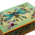 Reverse-painted glass decorative box, 'Mint Green Dragonfly Days' - Andean Reverse-Painted Glass Dragonfly Box in Mint Green