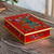 Reverse-painted glass decorative box, 'Red Dragonfly Days' - Andean Reverse-Painted Glass Dragonfly Box in Red