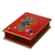 Reverse-painted glass decorative box, 'Red Dragonfly Days' - Andean Reverse-Painted Glass Dragonfly Box in Red (image 2a) thumbail
