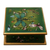 Reverse-painted glass decorative box, 'Emerald Green Dragonfly Days' - Andean Reverse-Painted Glass Dragonfly Box in Emerald Green (image 2c) thumbail