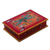 Reverse-painted glass decorative box, 'Ruby Red Dragonfly Days' - Andean Reverse-Painted Glass Dragonfly Box in Ruby Red (image 2a) thumbail