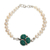 Cultured pearl and chrysocolla pendant bracelet, 'Healing Clover' - Chrysocolla and Cultured Pearl Bracelet from Peru thumbail