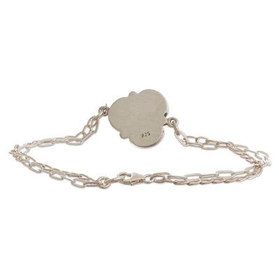 Chrysocolla pendant bracelet, 'Simple Insight' - Sterling and Chrysocolla Pendant Bracelet