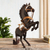 Wood sculpture, 'Wild Horse' - Cedar Wood Horse Sculpture With Leather Details From Peru (image 2b) thumbail