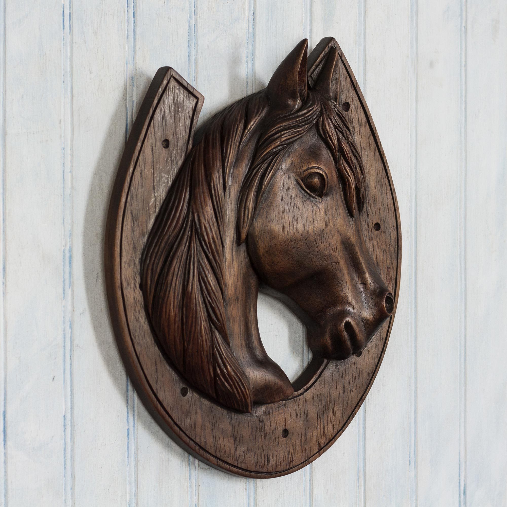 Cedar Wood Horse And Horseshoe Relief Panel From Peru Lucky Horse NOVICA