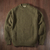 Jersey hombre algodón pima - Suéter de hombre con cuello redondo de algodón pima verde oliva de Perú