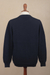 Jersey hombre algodón pima - Suéter de hombre con cuello redondo de algodón Pima azul sólido de Perú
