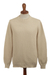 Jersey hombre algodón pima - Suéter de hombre con cuello redondo de algodón Pima color marfil sólido de Perú