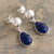 Lapis lazuli dangle earrings, 'Blue Rain' - Handmade Lapis Lazuli Sterling Silver Earrings From Peru (image 2) thumbail