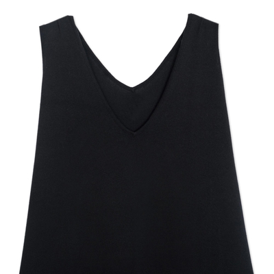 Organic Pima Cotton Jumpsuit in Black from Peru - Wara in Black | NOVICA