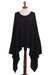 Cotton poncho, 'Pintu Spring in Black' - Organic Pima Cotton Knitted Poncho in Black from Peru