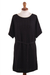 Cotton dress, 'Thalu in Black' - Cotton Knitted Belted T-Shirt Dress in Black from Peru (image 2a) thumbail