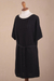 Cotton dress, 'Thalu in Black' - Cotton Knitted Belted T-Shirt Dress in Black from Peru (image 2c) thumbail
